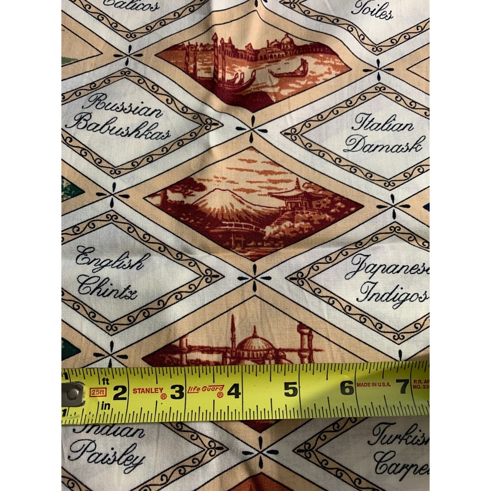 Concord Fabric Around the World 1 Yd x 45" Landmarks Castle Eiffel Tower